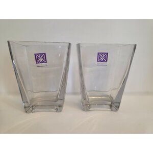 Set Of 2 BX Glass Elegant Square Vases